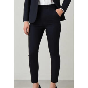 REISS Navy Side Zip Cigarette Pant Trouser Ankle Zip Suiting Office Slim 2
